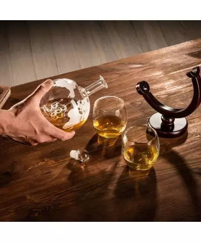 Whisky-Set Globe-Karaffe + 2 Gläser als Geschenk